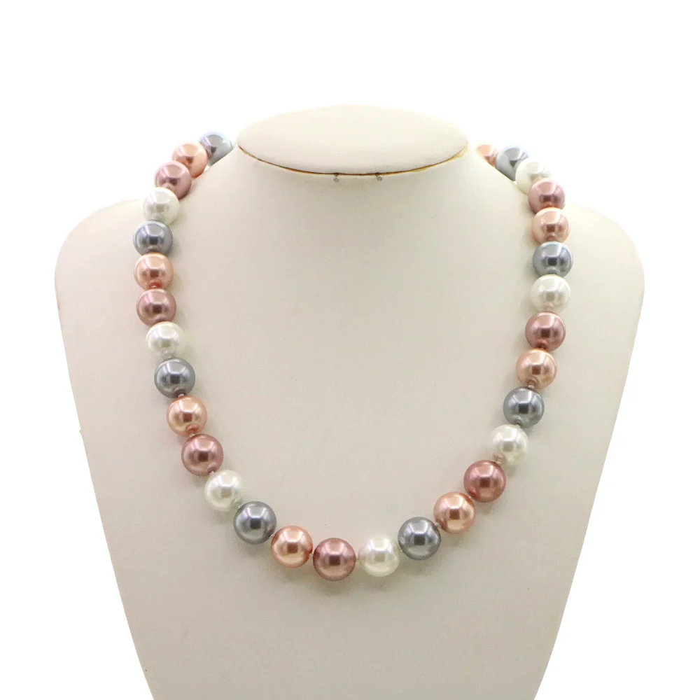 String Of Pearls Plant - 女性のための真珠のネックレス,12mm,マルチカラー,ラウンド,シェル,パール,マグネットクラスプ,ジュエリーデザイン,ギフト