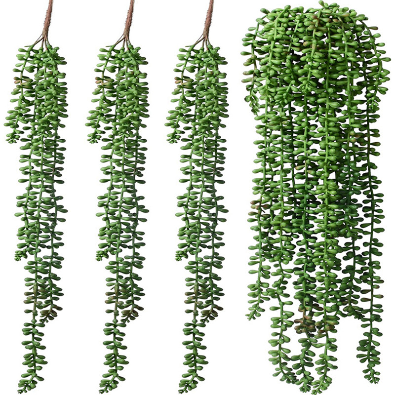 String Of Pearls Plant - 人工プラスチック植物のつる状のシダ、フェスティバル用アクセサリー、家の部屋の壁掛け、結婚式のアーチ装飾、庭の写真撮影用小道具