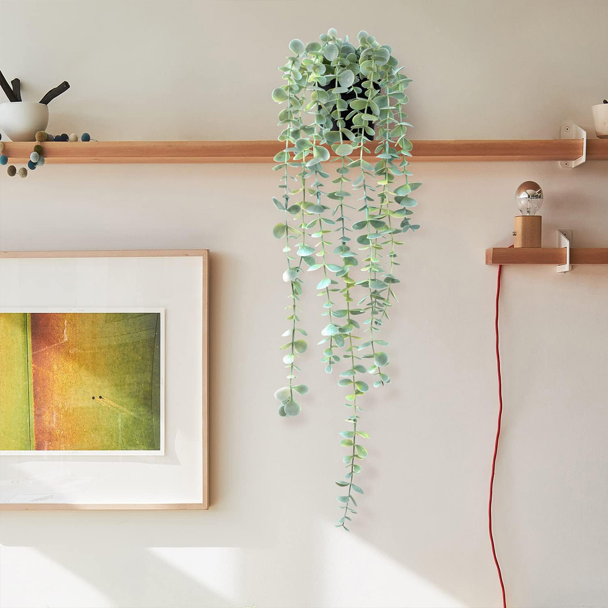 String Of Pearls Plant - 人工アイビー吊り下げユーカリの葉の飾りプラスチック製植物ホームルームテーブル屋外ガーデン扉壁結婚式パーティーDIYギフトボックスデコレーション