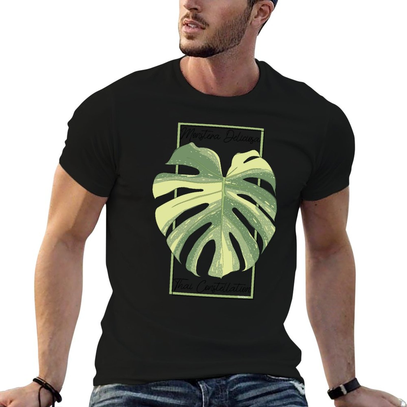 Monstera Thai Constellation - モンステラ タイ コンステレーション ボタニカル スタンプ Tシャツ