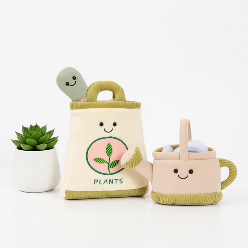 Parent Of Plant - カットガーデニングぬいぐるみ植物バッグドロップシャベルじょうろソフトぬいぐるみ人形詰め物親子インタラクティブギフト男の子女の子子供向け