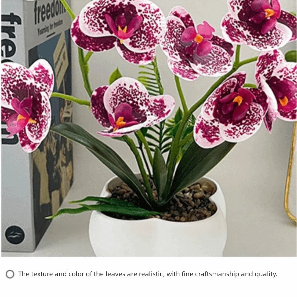 Orchid Phalaenopsis - マルチブルームシミュレートバタフライオーキッドDIY造花人工植物ホワイトフラワーポット人工蘭盆栽