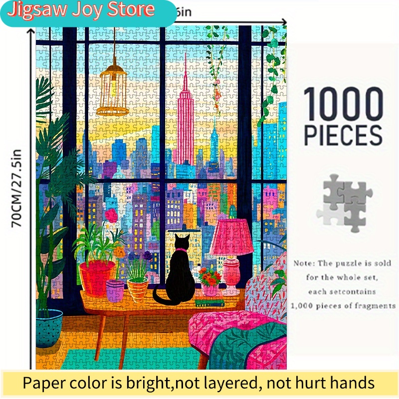 DIYペーパーパズル、ニューヨーク市の夜景、猫、鉢植え、高品 - Parent Of Plant のレビューと価格