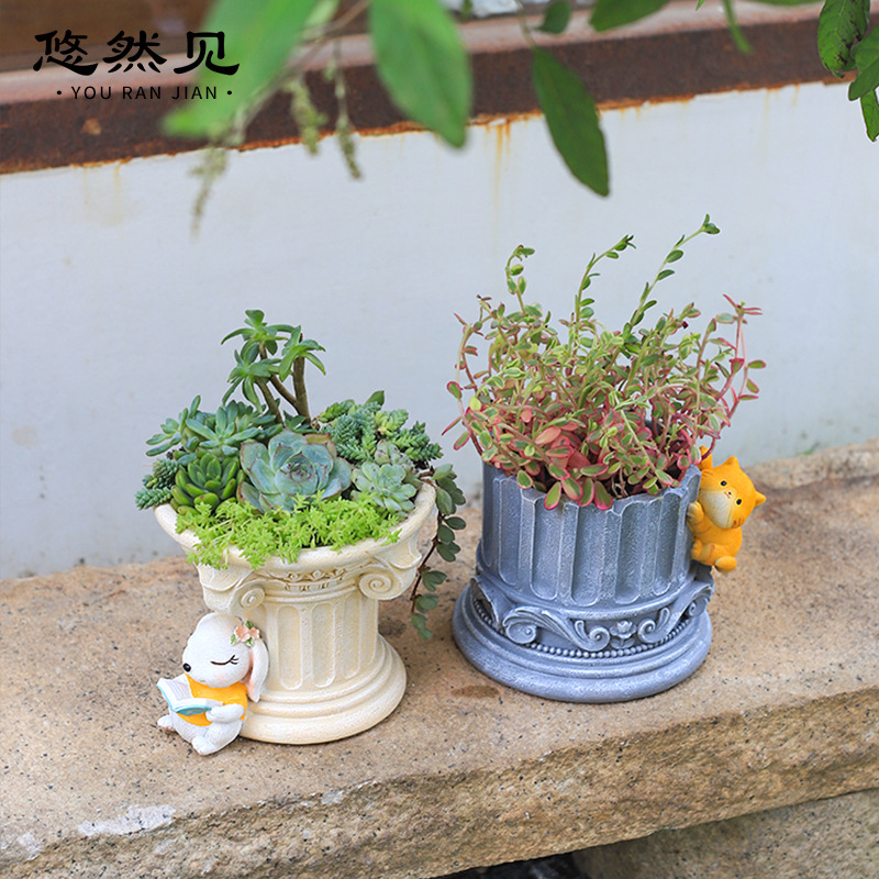 Roman Pillargreek列プランター、多肉植物用の - Snake Plant Ceramic のレビューと価格