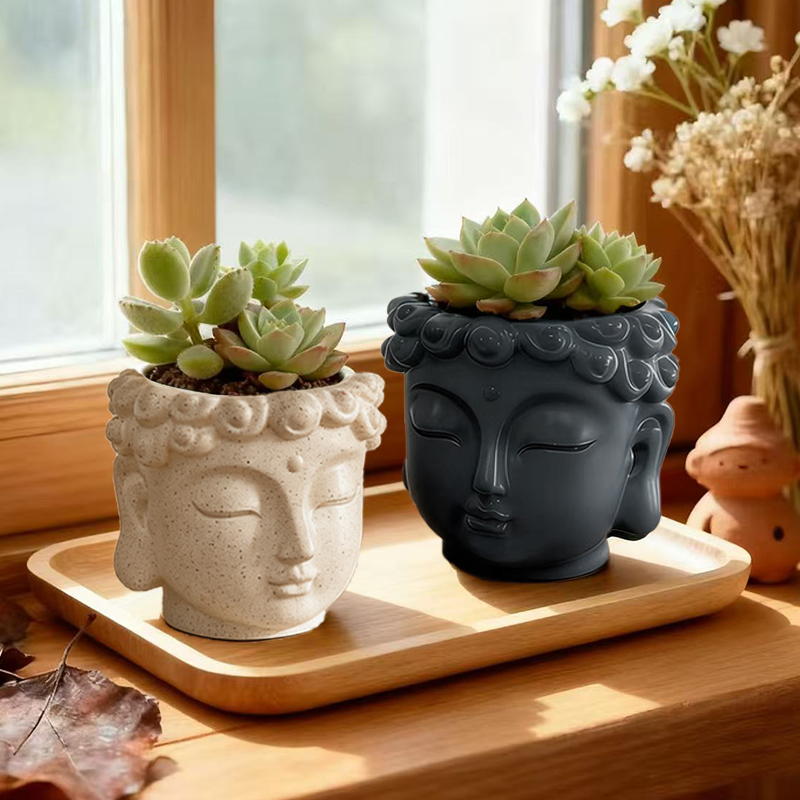 禅仏像樹脂製プランター植木鉢ホーム中庭庭園装飾工芸品飾り屋内 - Snake Plant Ceramic のレビューと価格
