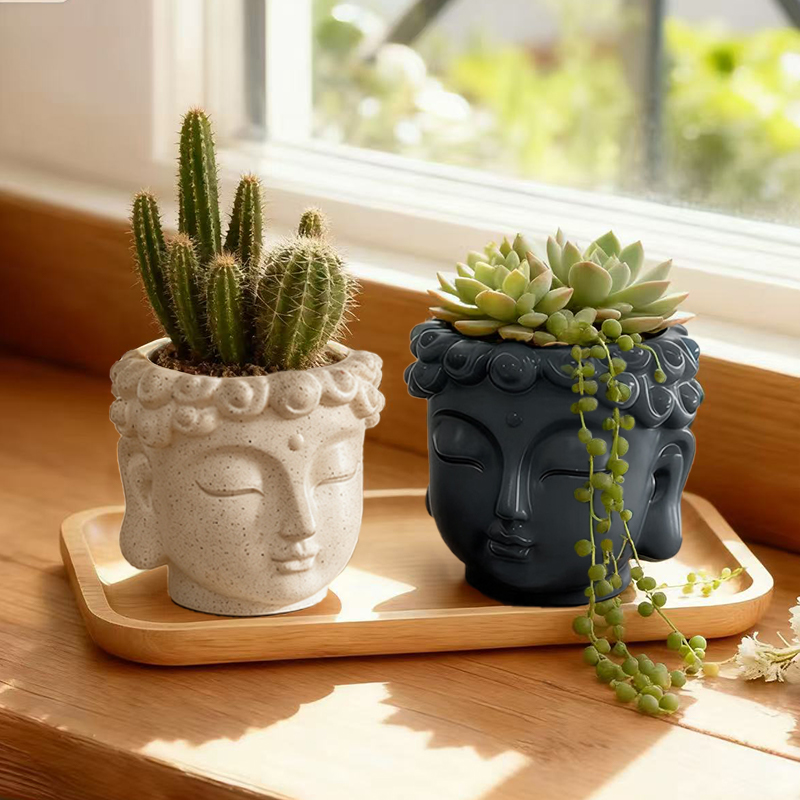 禅仏像樹脂製プランター植木鉢ホーム中庭庭園装飾工芸品飾り屋内 - Snake Plant Ceramic のレビューと価格