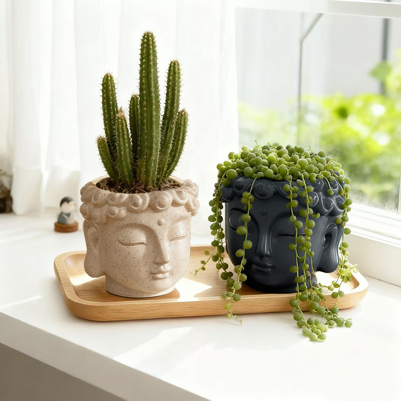 禅仏像樹脂製プランター植木鉢ホーム中庭庭園装飾工芸品飾り屋内 - Snake Plant Ceramic のレビューと価格