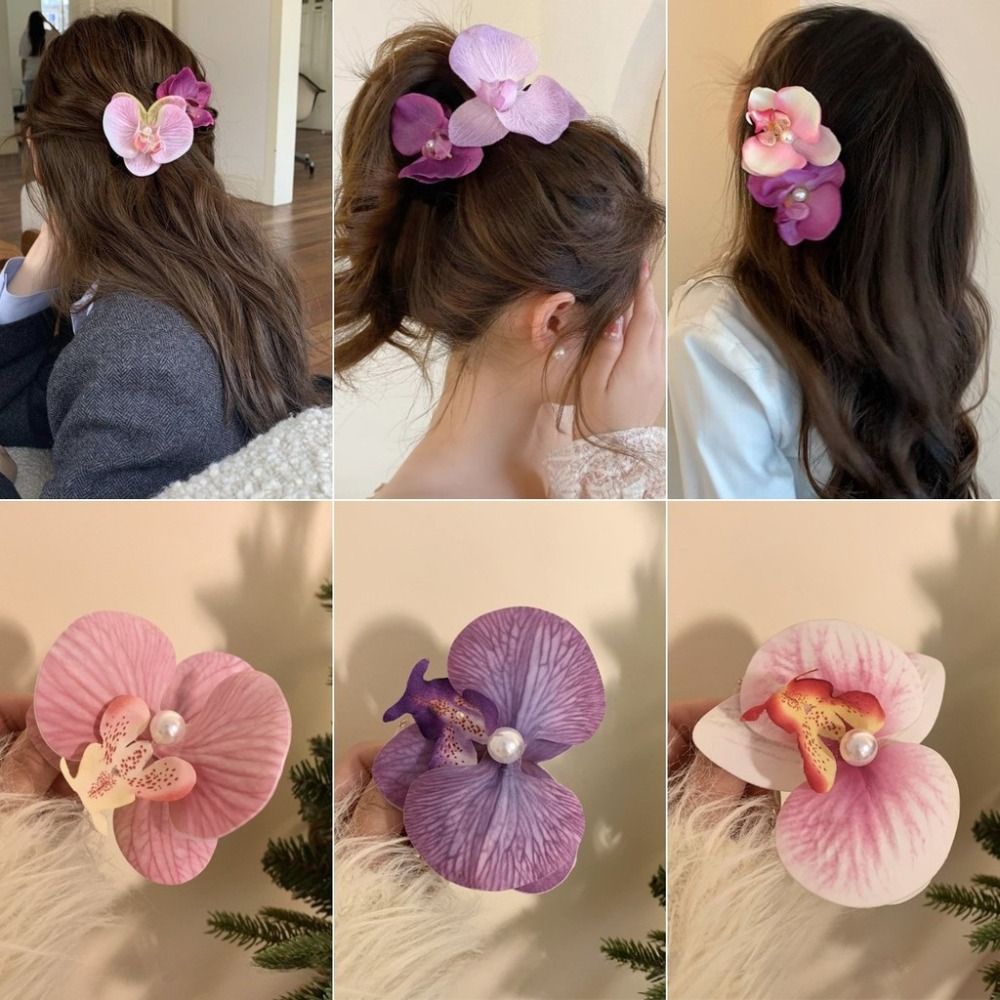 胡蝶蘭パールヘアクリップ蘭蝶ヘアクリップヘアアクセサリーヘア - Orchid Phalaenopsis のレビューと価格