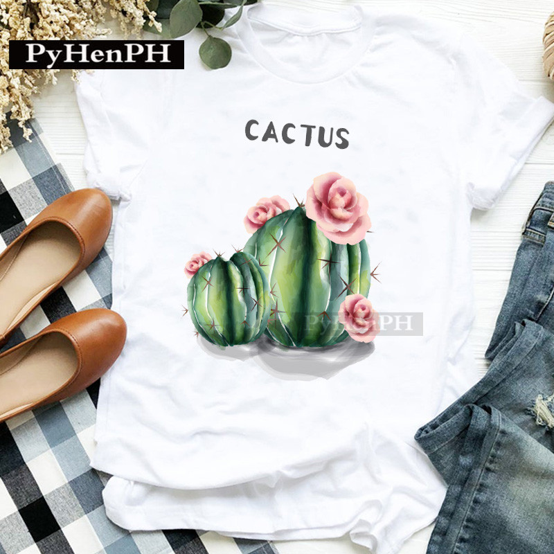 ファッション女性の個性サボテンプリント半袖Tシャツ親子スーツ - Parent Of Plant のレビューと価格