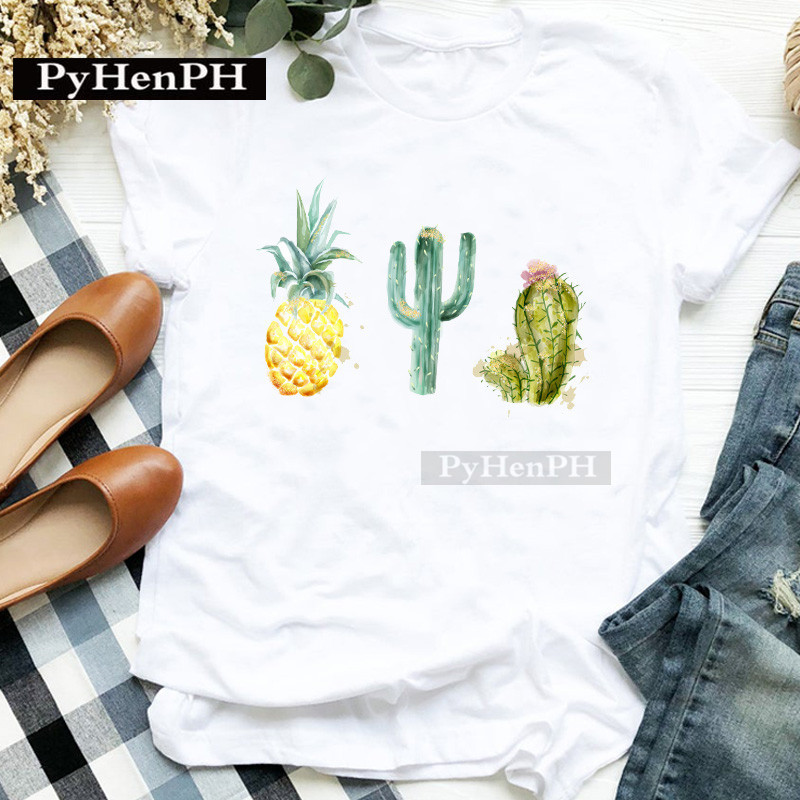 ファッション女性の個性サボテンプリント半袖Tシャツ親子スーツ - Parent Of Plant のレビューと価格