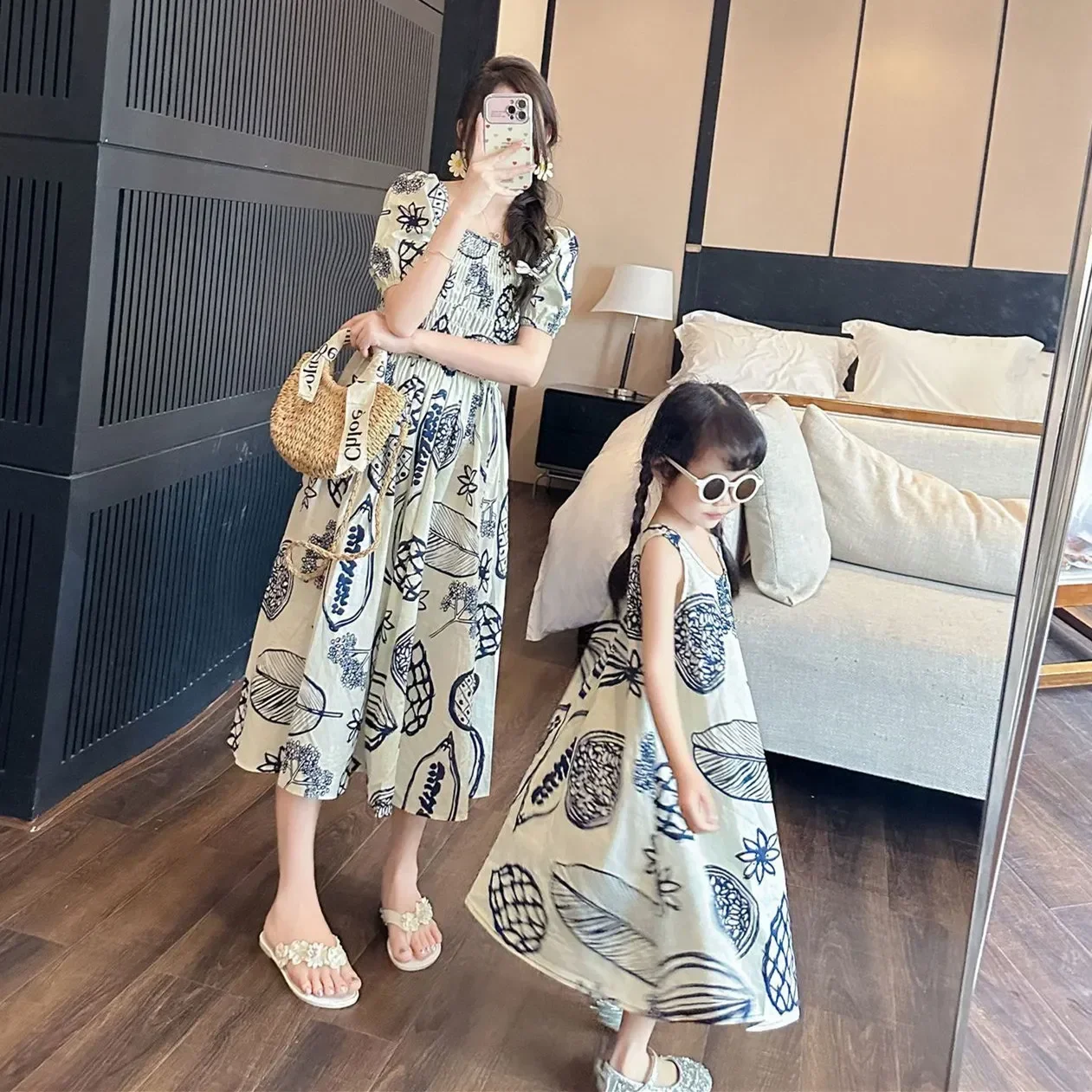 女性スモックドレス韓国姉妹家族服ママ娘兄弟服親子ドレスお父さ - Parent Of Plant のレビューと価格