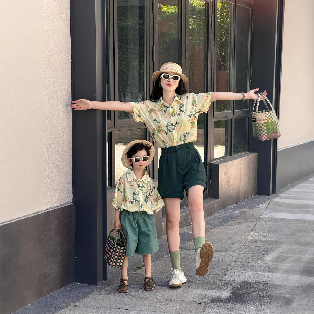 家族旅行 親子 花柄シャツ ママ パパと娘 同じビーチトップ - Parent Of Plant のレビューと価格