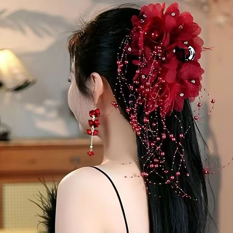 (.) 新しい女性用高級メッシュフラワーパールタッセルヘアク - String Of Pearls Plant のレビューと価格