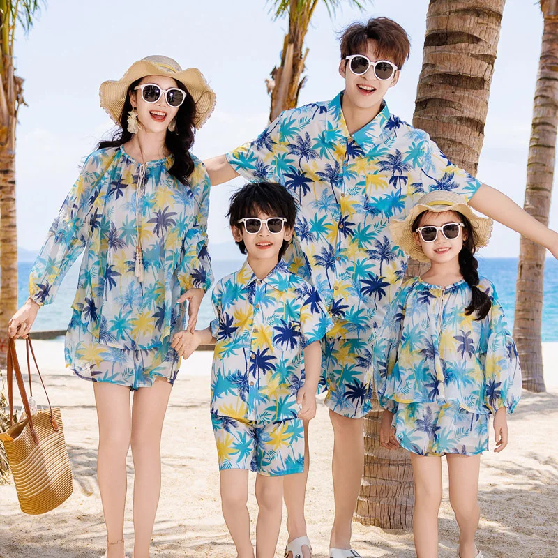 家族旅行お揃いコーデ ホリデー 親子 ビーチ ツーピースセッ - Parent Of Plant のレビューと価格
