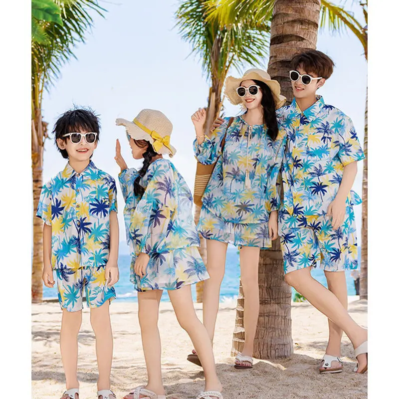家族旅行お揃いコーデ ホリデー 親子 ビーチ ツーピースセッ - Parent Of Plant のレビューと価格