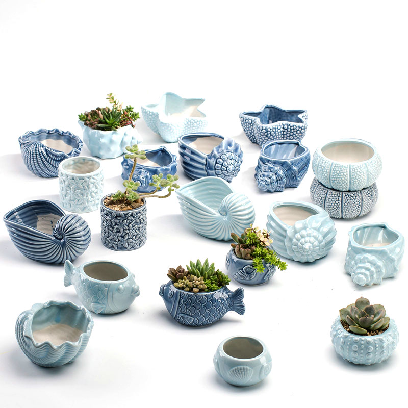 ヨーロッパスタイルのかわいい肉厚な植木鉢ポーセリンブルーフィ - Snake Plant Ceramic のレビューと価格