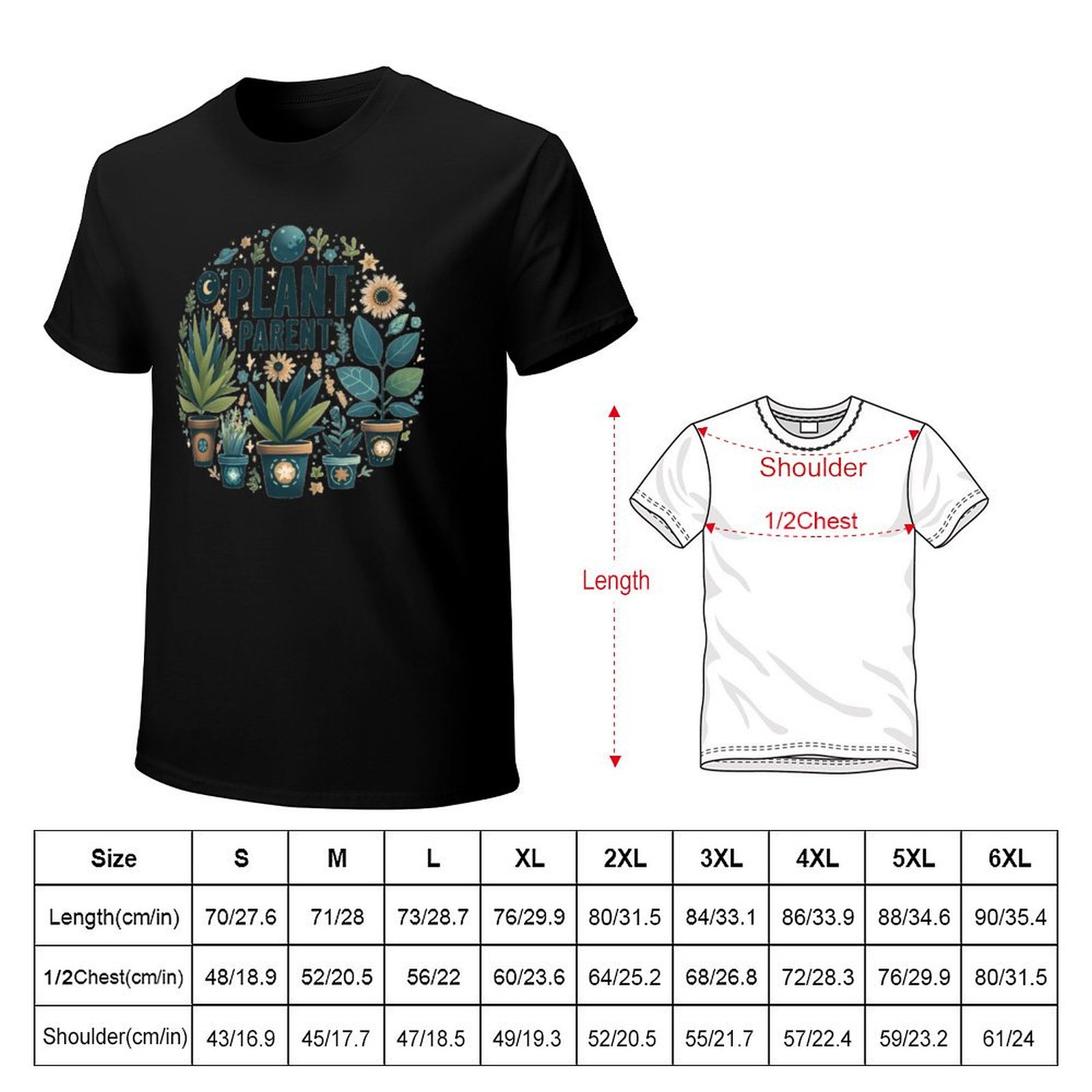 植物好きのためのTシャツ、アート柄プリントのカジュアルトップ - Parent Of Plant のレビューと価格