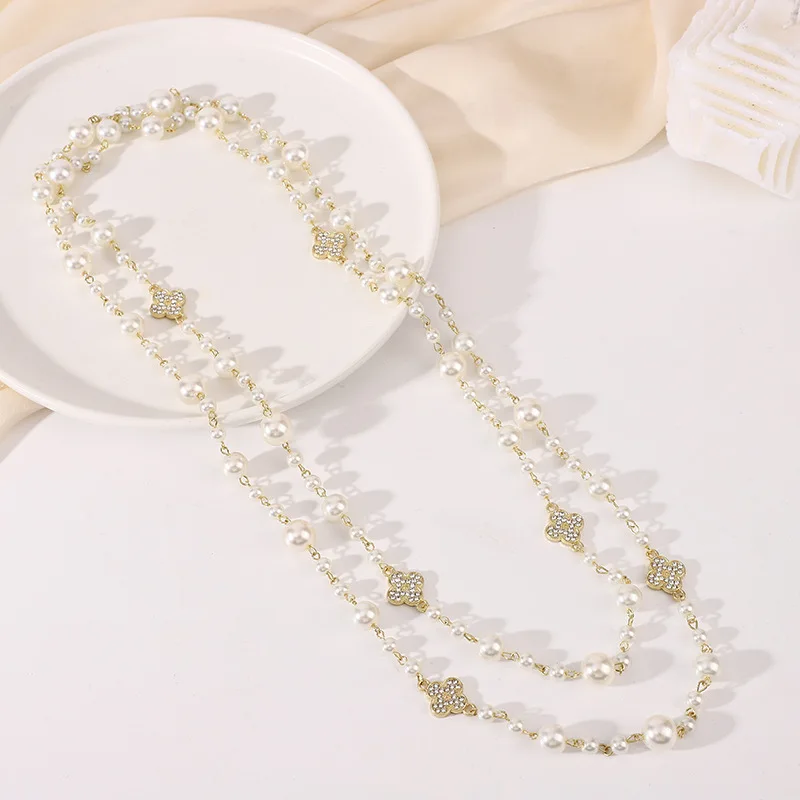 ロングパールセーターチェーン、五弁の花をあしらったファッショ - String Of Pearls Plant のレビューと価格